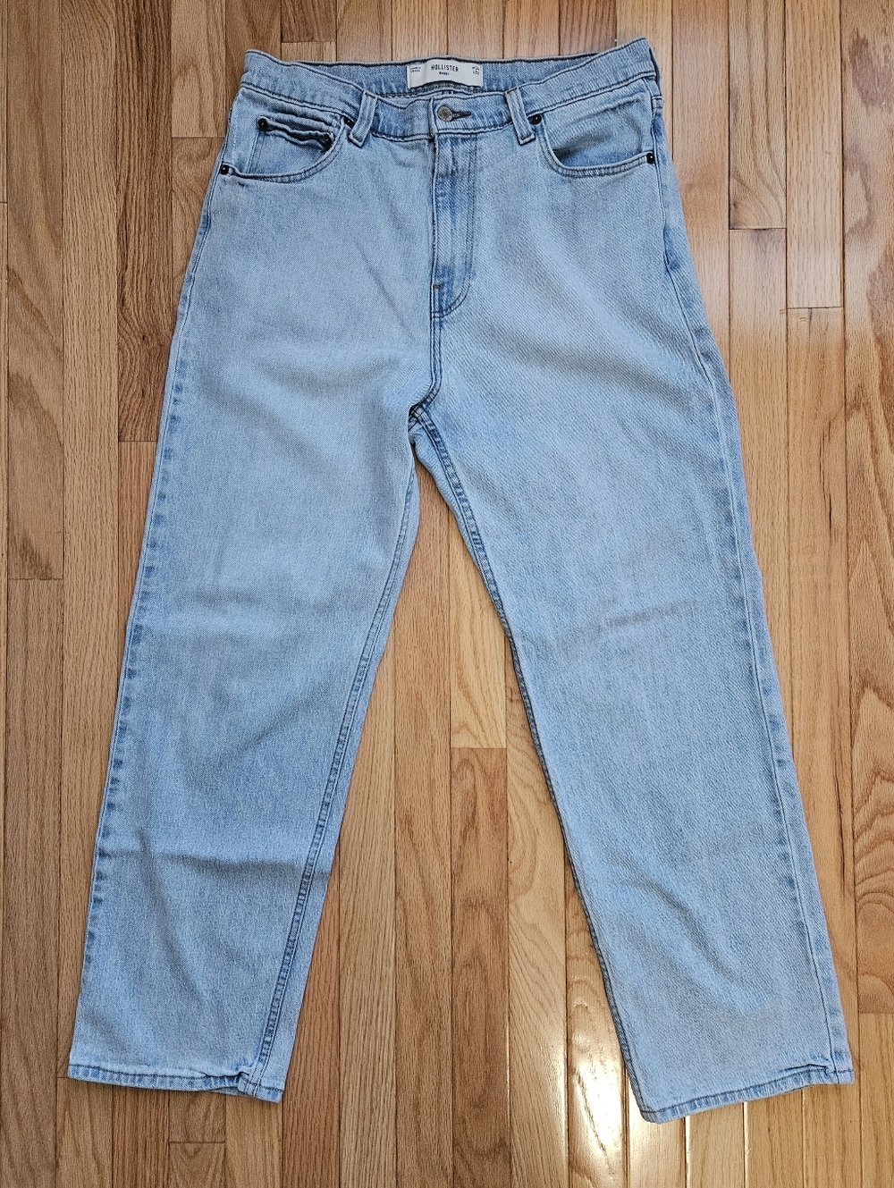 Hollister Baggy Light Blue Denim Jeans Button Zip 5-Pocket Men